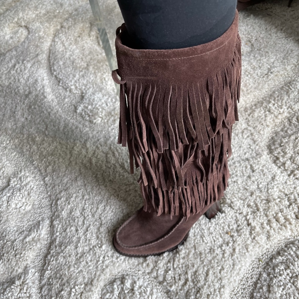 RALPH LAUREN BROWN SUEDE BOOTS, SIZE 5